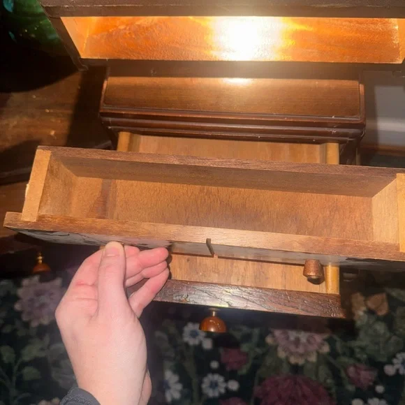 Vintage Wooden Wall Rack With Two Drawers - Picture 8 of 11